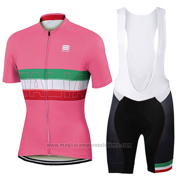 2017 Abbigliamento Ciclismo Sportful Campione Italia Rosso Manica Corta e Salopette